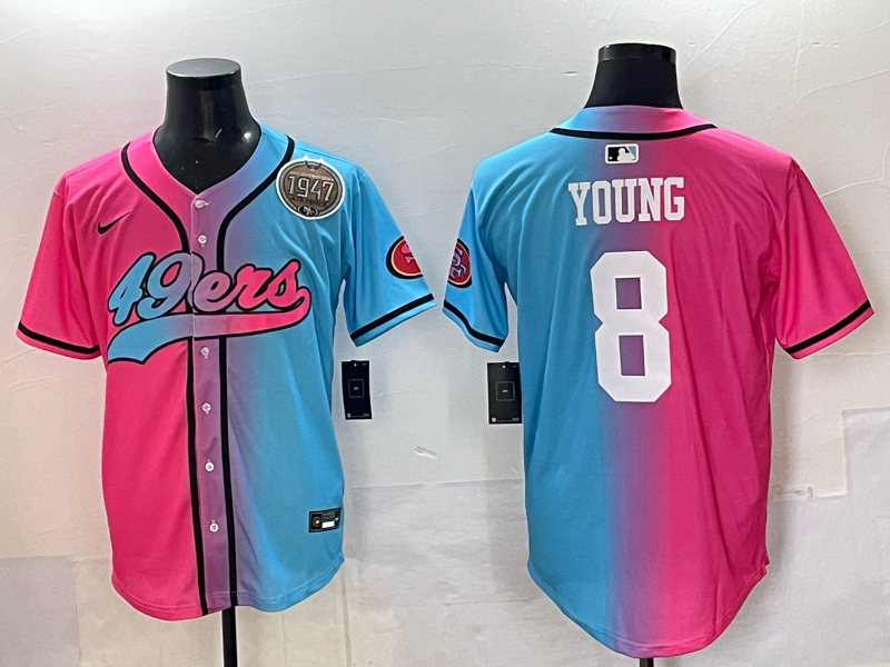 Men 2025 San Francisco 49ers #8 Young Pink Blue pink Nike Limited NFL Jersey 004->san francisco 49ers->NFL Jersey